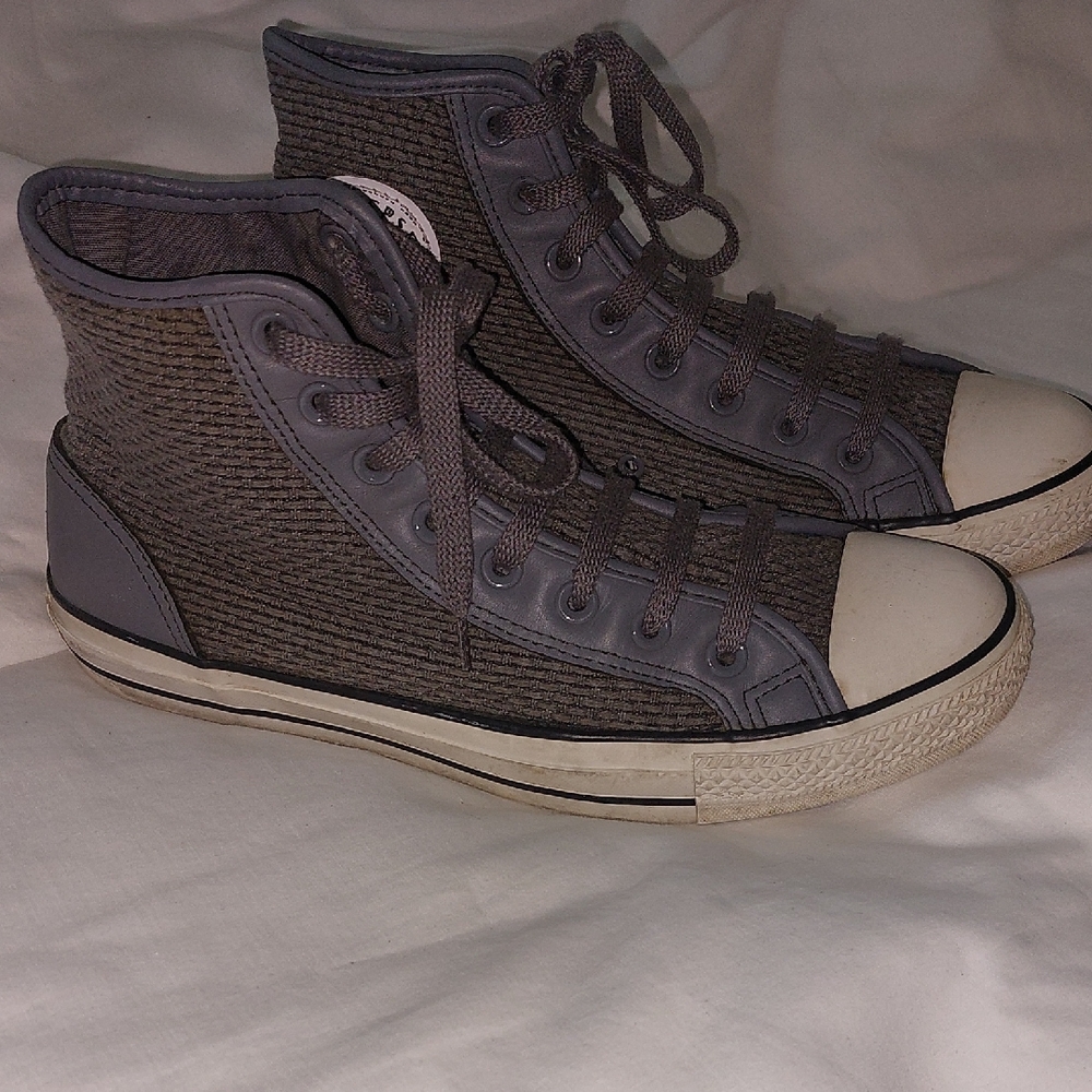 Converse CTAS Grey High-Top Woven Custom Sneakers. Size 9 (Men) 11 (Women)